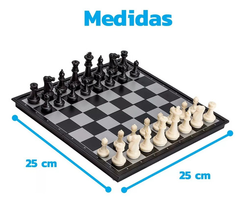 Ajedrez Juego Profesional Magnetico Negras Blancas 25x25 Cm
