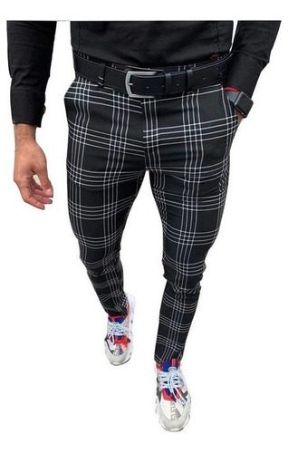 Pantalones Casuales De Rayas A Cuadros Grandes For Hombres