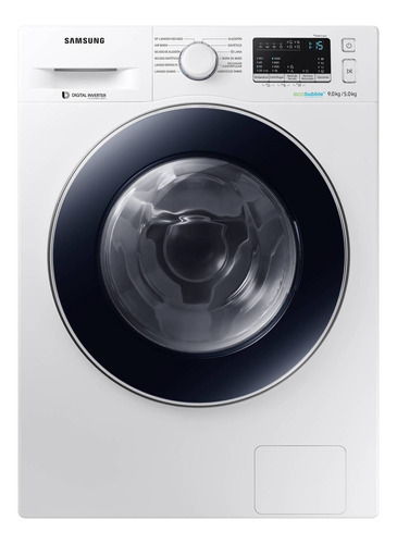 Lavadora secadora automática Samsung WD90M4453 inverter blanca y crystal gloss 9kg 220 V - 240 V