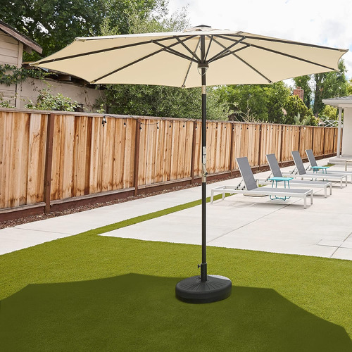 Sombrilla De Patio De 9 Pies Con 40 Luces Solares Led Imperm