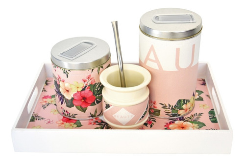 Juego De Mate Bandeja Desayuno Latas Mate Plastico Beauty