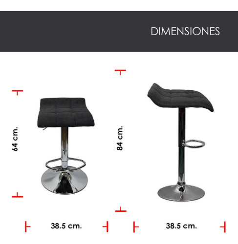 Banco Taburete Bar Barra Comedor Giratorio Posapie Negro