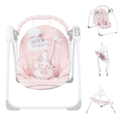 Mecedora Columpio Para Bebes Rabit Pilas Y Corriente Pastel Color Rosa Conejo Elefante