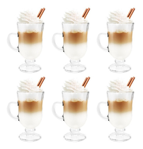 Jogo 6 Canecas Xícaras Taça Café Chocolate Capuccino 110ml