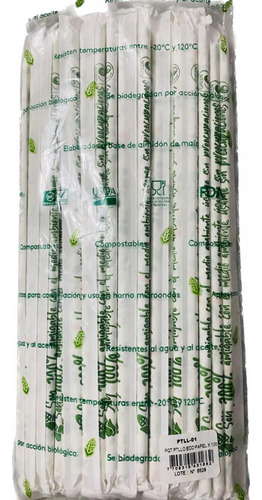 Pitillo Biodegradable De Papel Ecogreen Empacado  X 100 Unid