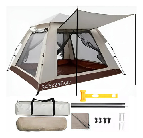 Colorworld Tienda Casa Campaña Grandes Para Acampar 4-6 Persona 245x245cm Beige Rápido Montaje, Impermeable Y Portátil, Perfecto Para Acampar O Hacer Senderismo
