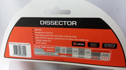 Imagen 9 de 10 de Llanta Maxxis Dissector 27.5*2.40wt/ Tubeless Ready/3ct/exo