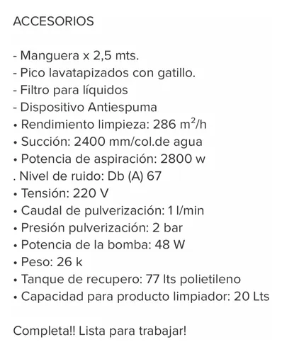 Aspiradora/ Lavaalfombra