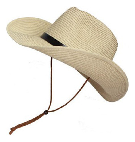 Sombrero De Sol De Paja De Ala Ancha Beige Plegable Para Hom