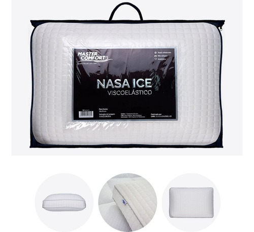 Travesseiro Nasa Ice Viscoelástico Anatômico E Antiácaros Cor Branco