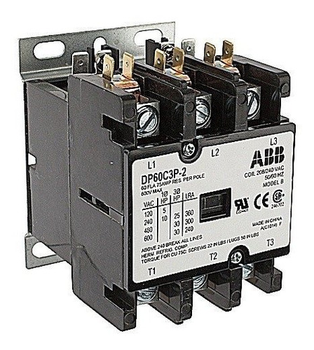 Abb Dp60c3p-1 Bobina De 60 Amperios, 3 Polos 120 V, Contacto