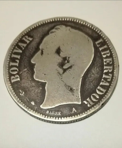 Moneda De Plata Fuerte (un Venezolano) Año 1876 Leer Descrip