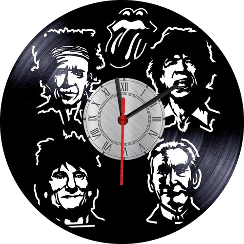 Combo Reloj En Vinilo Lp The Rolling Stones + Pin Metálico