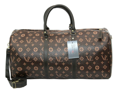 Kit Bolsas Necessaire E Mala Viagens Resistente Alça Reforça Marrom Letra Ouro Marrom