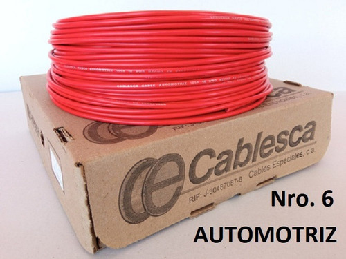 Cable Rojo Bateria Automotriz 100% Cobre #6 Por Metro