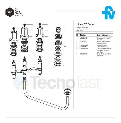 Grifería De Bidet Fv Radal 0295/c7 Cromo Con Transferencia