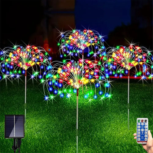 Paquete De 4 Luces De Fuegos Artificiales Solares Impermeabl