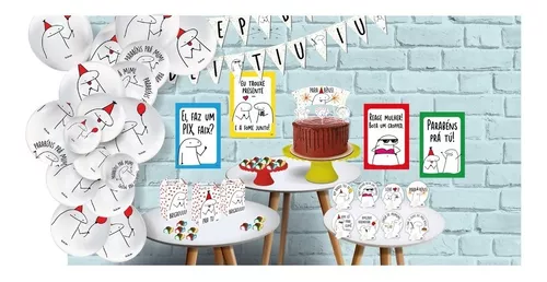 Kit Festa Fácil Flork Meme Decoração De Aniversário Parabéns