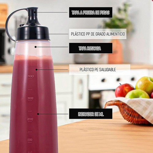 Botella De Salsa Envase Para Ketchup Pack 4 Envases Salseros