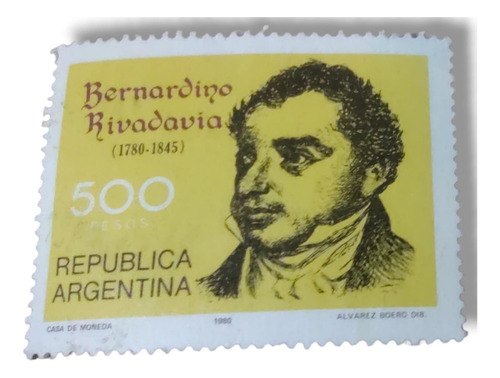 Estampilla Argentina Bernardino Rivadavia 1980