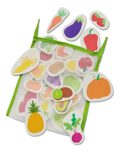 Imagen 1 de 9 de Juego Goma Eva Verduras Agua Didacticos Con Bolsa Red