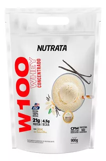 Whey Protein 100% Concentrado W100 - Refil 900g - Nutrata Sabor Baunilha