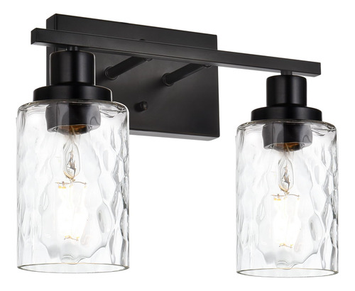 Lámpara De Pared Melucee, 2 Luces, Negro Mate Con Vidrio