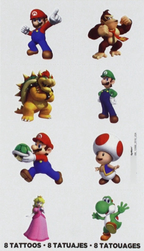 Amscan Tatuajes De Super Mario Brothers, Recuerdo De Fiesta