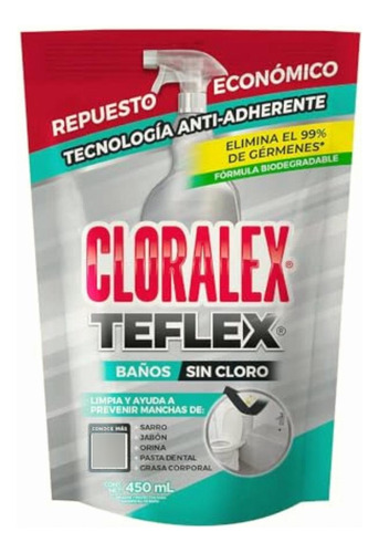 Cloralex Limpiador De Baños Teflex Repuesto Sin Cloro 450
