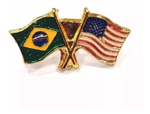 Kit 6 Bótom Pim Broche Bandeira Brasil X Estados Unidos Eua