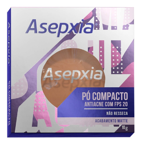 Asepxia Maquiagem Pó Compacto Antiacne Bege Escuro Fps20 10g