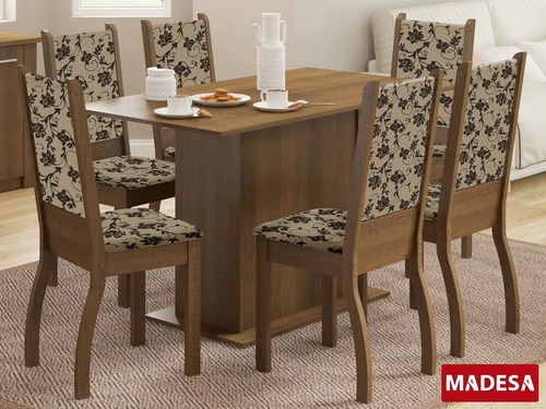 Mesa De Jantar 6 Lugares Greice Rustic/bege - Madesa Móveis