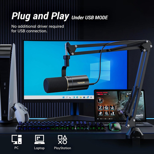 Tonor Dynamic Micrófono, Usb O Xlr, For Podcast, With Br...