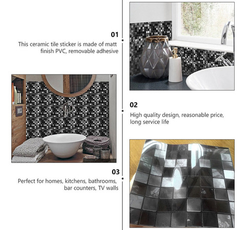 25 Pegatinas Para Azulejos De Cristal Diseño De Mosaico Im