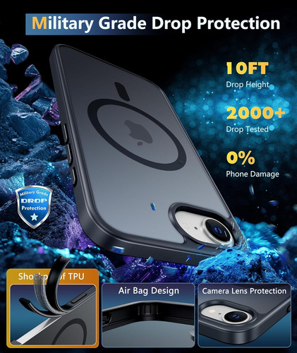 Funda Magnética Translúcida Para iPhone 16e 16 Pro/plus/pro Max 16 | Resistente A Caídas Militares | Funda Delgada Antideslizante Mate