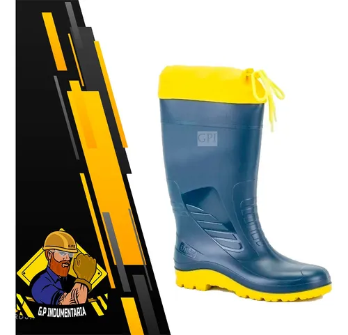 Bota Nautica Lluvia Ombu Azul Con Cuello Ajustable Talle 45