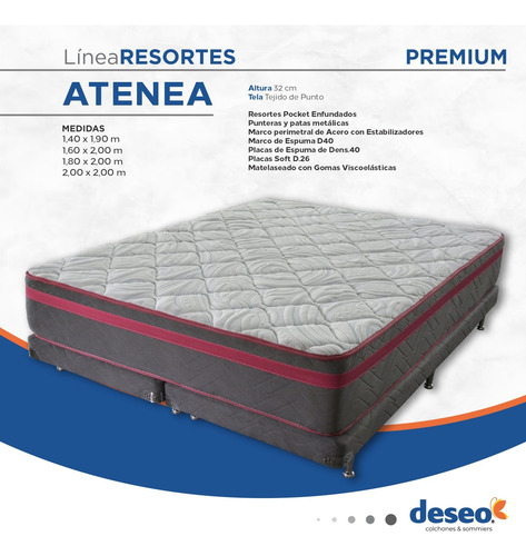 Sommier Deseo Atenea - Queen Size - 160x200x32 - Res Pocket