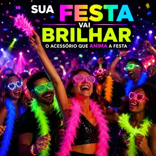Kit 20 Marabu Sintético Festa Adereço Neon Para Balada