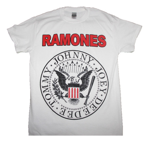 Gusanobass Playera Metal Rock Ramones Classic Logo Blanco