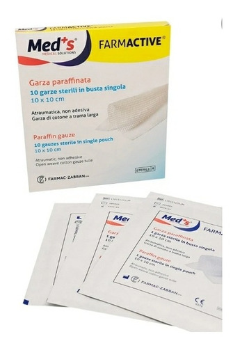 Gasa Parafinada Farmactive 10x10cm. Caja X 10unds.