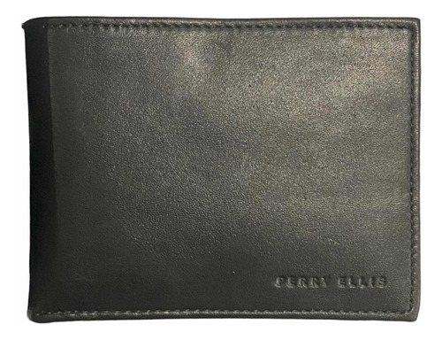 Cartera Perry Ellis Original Piel Negra Con Tarjetero M940