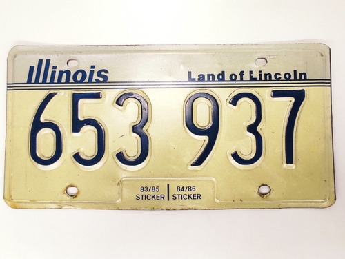 Placa Carro Antigua Colección. Original Illinois 653-937