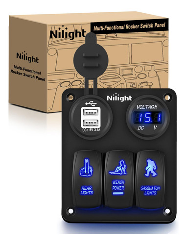 Nilight Panel De Interruptor Basculante De 3 Bandas, Cargado