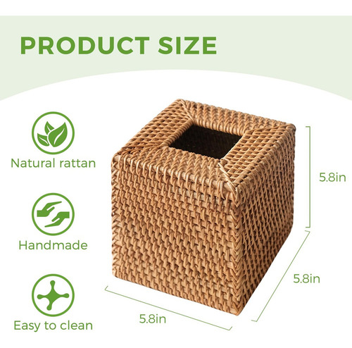 - Funda De Caja De Pañuelos De Ratán, Soporte De Mimbre