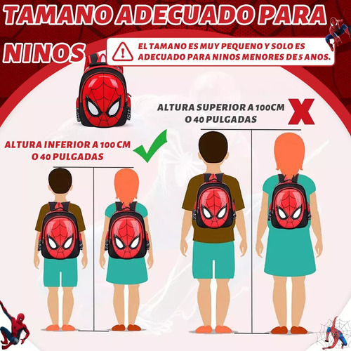 Mochila De Dibujos Animados 3d De Spider-man Para Niños En Edad Preescolar