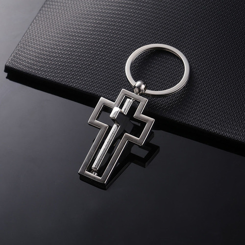 Imagen 3 de 8 de 2pcs Plata Cruz Regalo Llaveros Tema Religión Llavero Titula