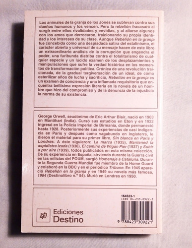 2 Libros Rebelión En La Granja De George Orwell 1999 Y 2022 (Usado)