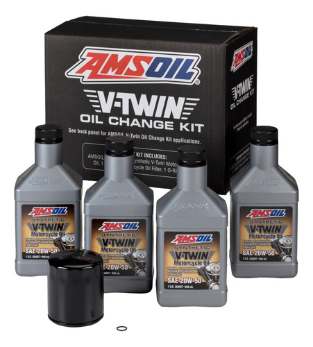 Kit Amsoil V-twin 20w50 Filtro Negro Para Hd