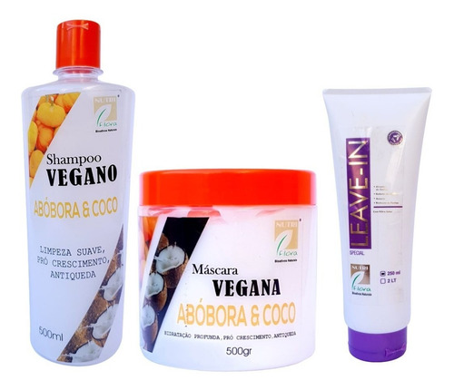 Kit Nutriflora Vegano Coco Shampoo Máscara Leave-in Special