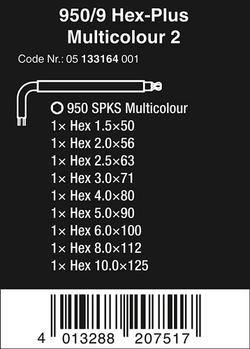 Wera Juego Llaves Allen Hex-plus Multicolor Hexagonales Sm